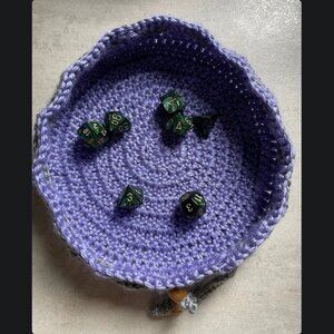 Handmade Crochet Dice Bag Pouch and Dice Tray - Small 7" TTRPG DND D&D Renfest